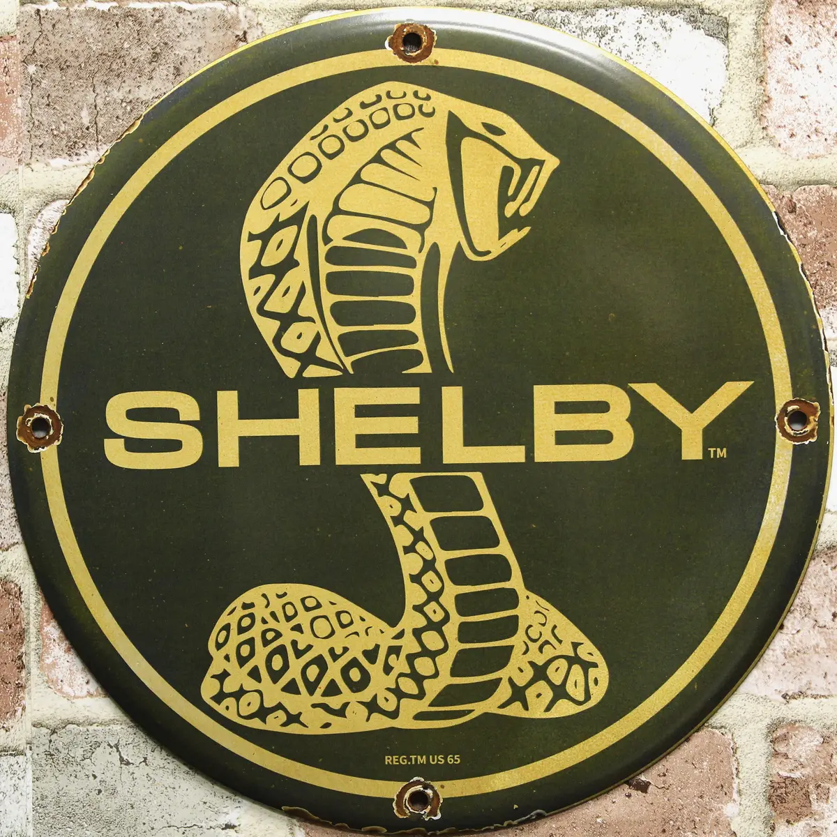 Ford Shelby Cobra Snake Blue Porcelain Enamel Sign (12In) 1