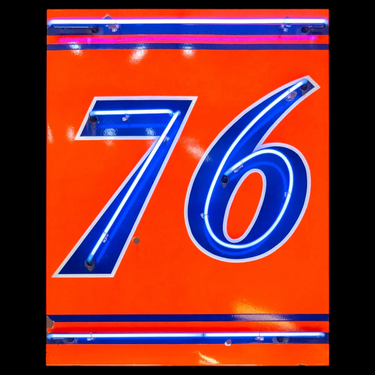 Union 76 Neon Sign - Real Glass, Porcelain, Steel Can - Vintage Gas Advertising 1