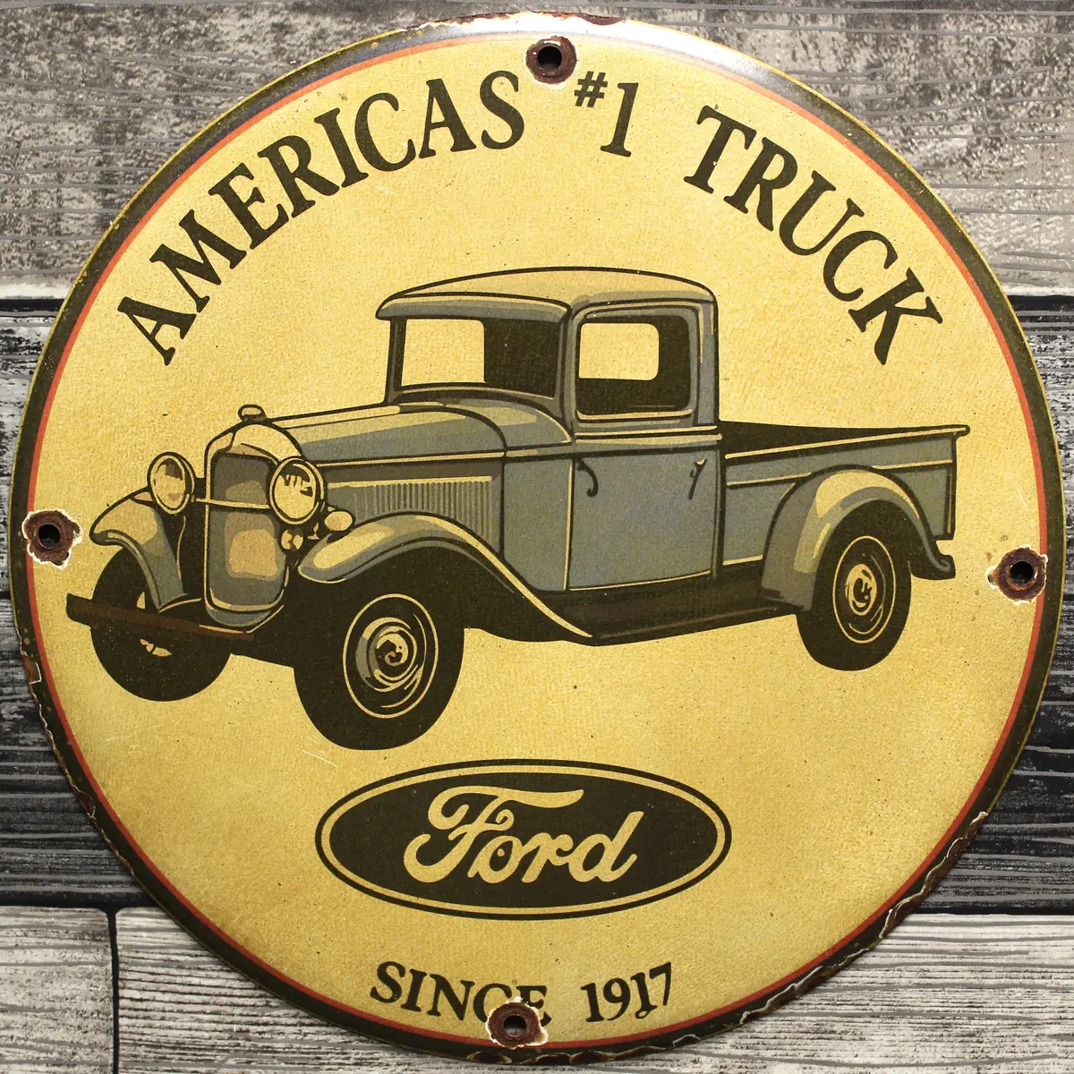 Ford America's #1 Truck Since 1917 Porcelain Enamel Sign (12In) 1