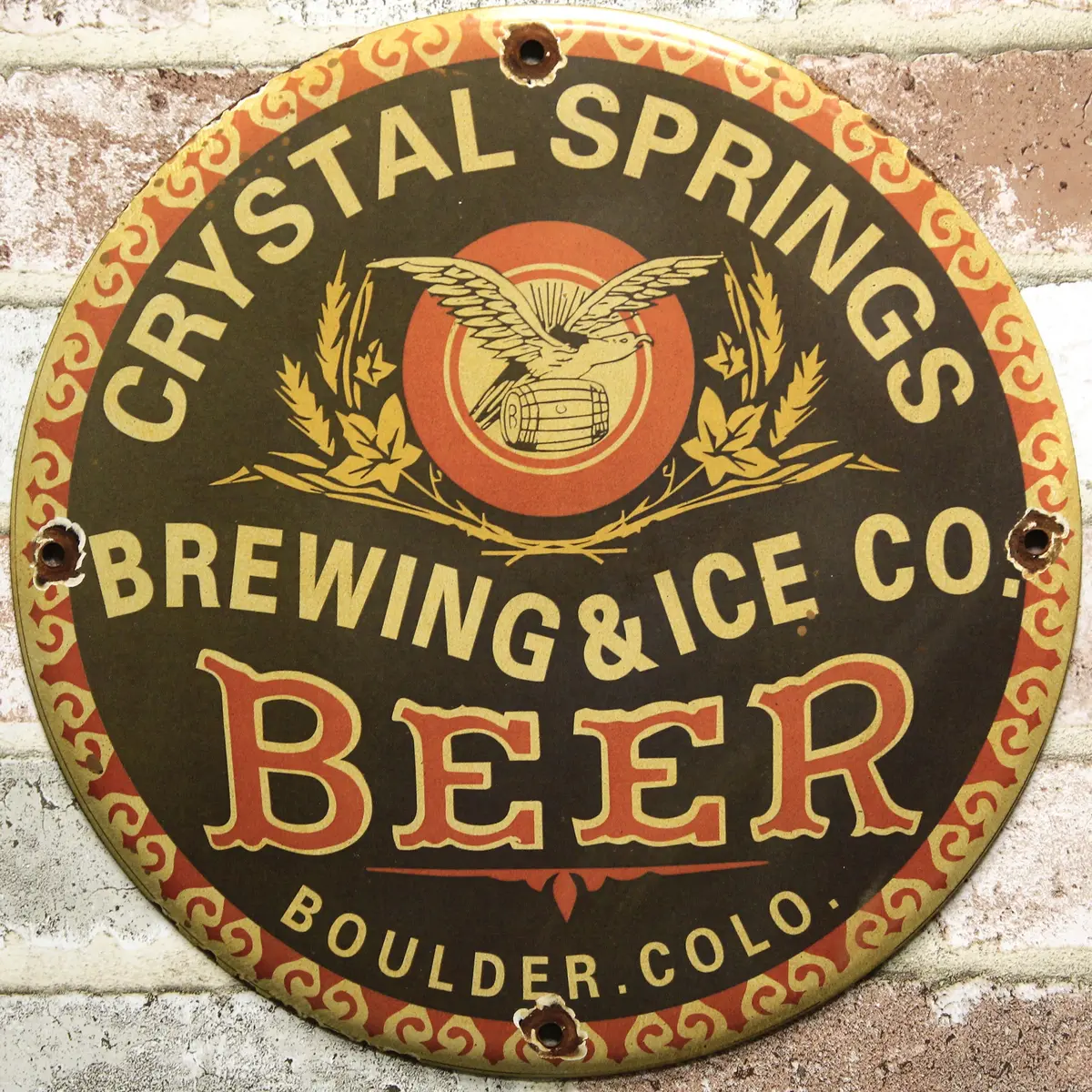 Crystal Springs Brewing & Ice Co Porcelain Enamel Sign (12In) 1