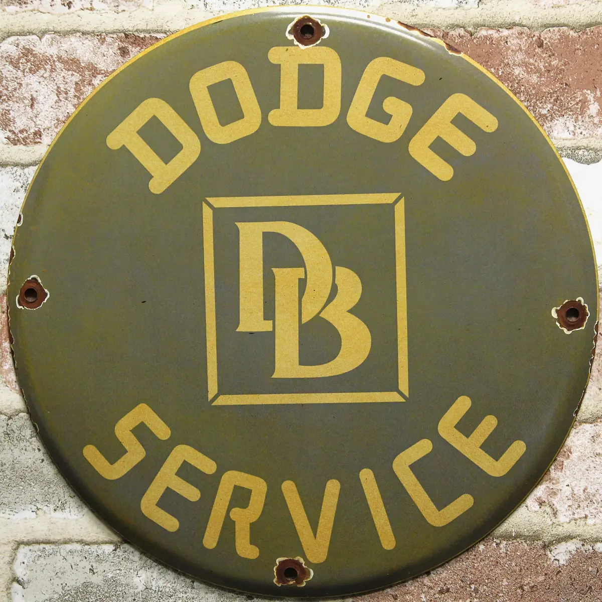 Dodge Service Vintage Porcelain Enamel Sign (12In) 1