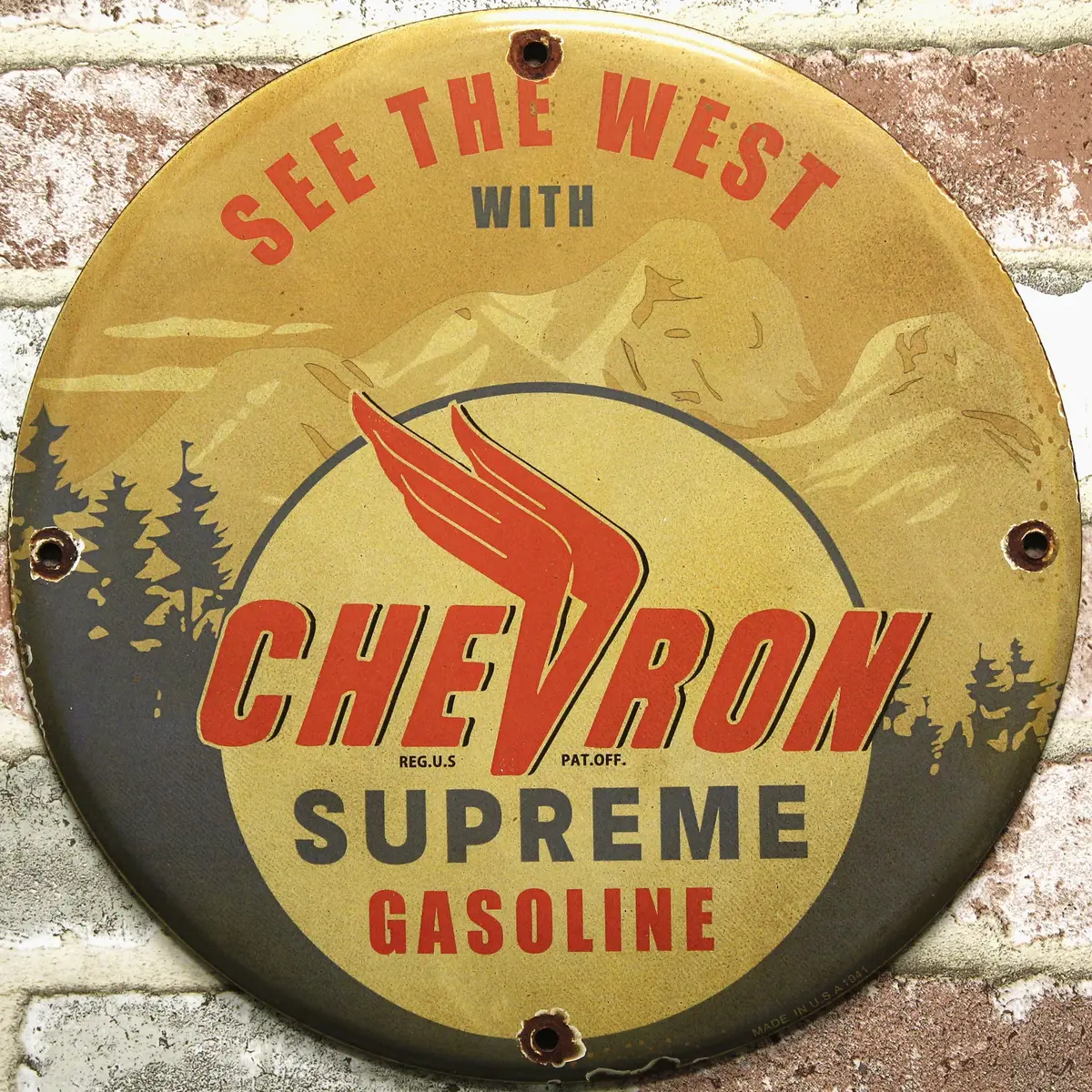 Chevron Supreme See The West Porcelain Enamel Sign (12In) 1