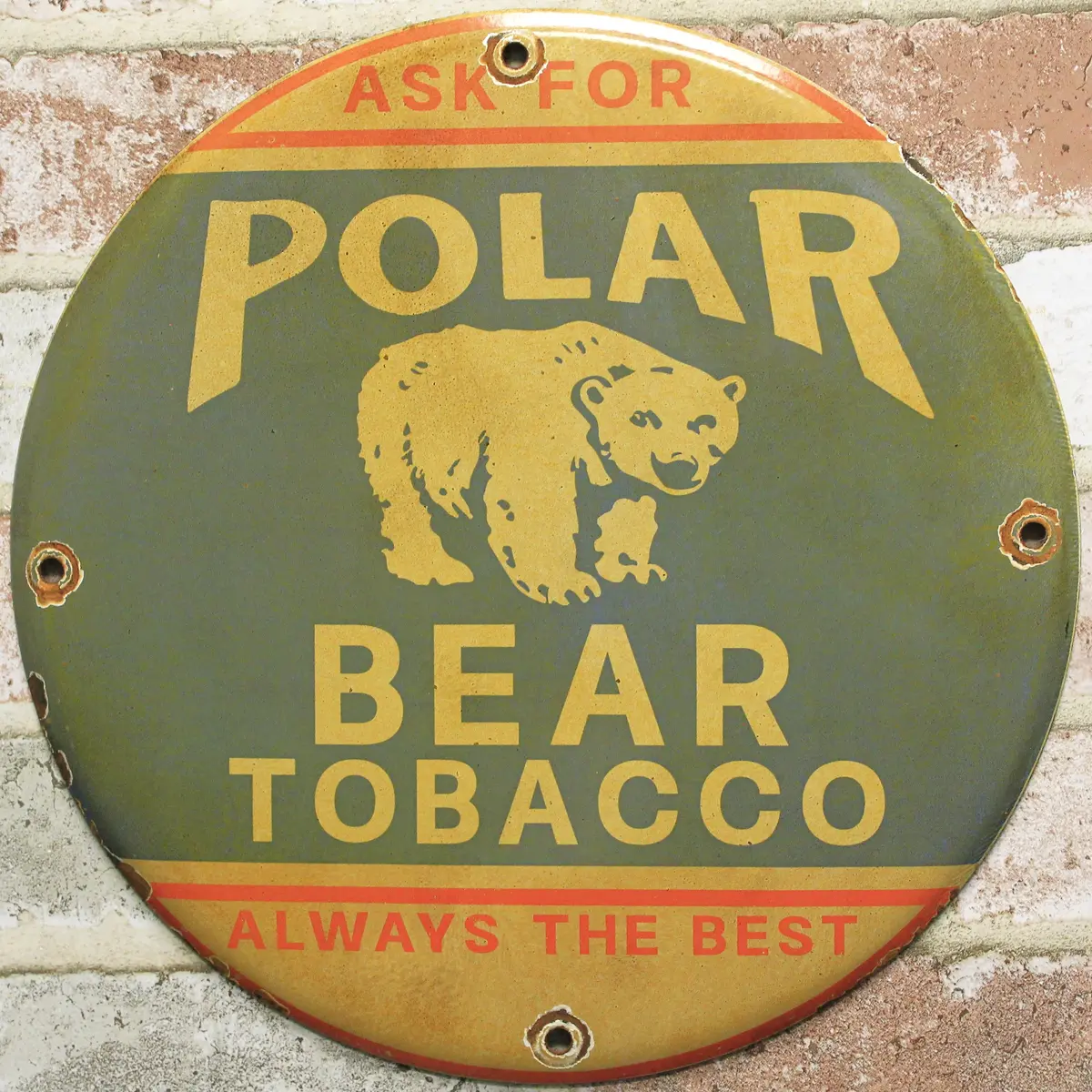 Polar Bear Tobacco Vintage Porcelain Enamel Sign (12In) 1