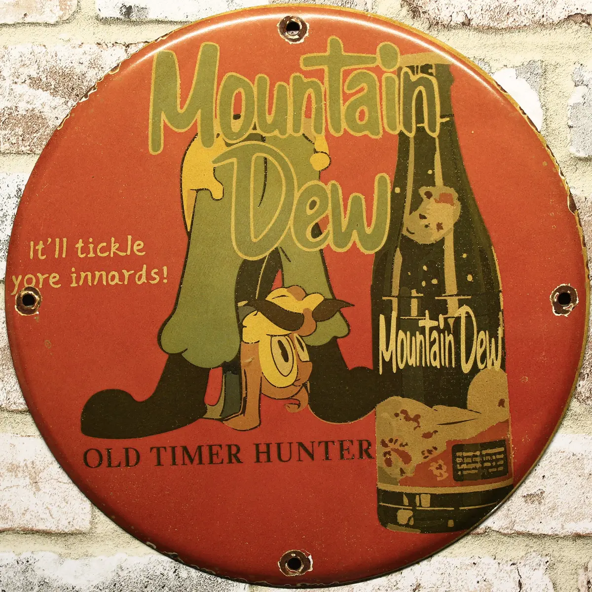 Mountain Dew It'll Tickle Your Innards Porcelain Enamel Sign (12In) 1