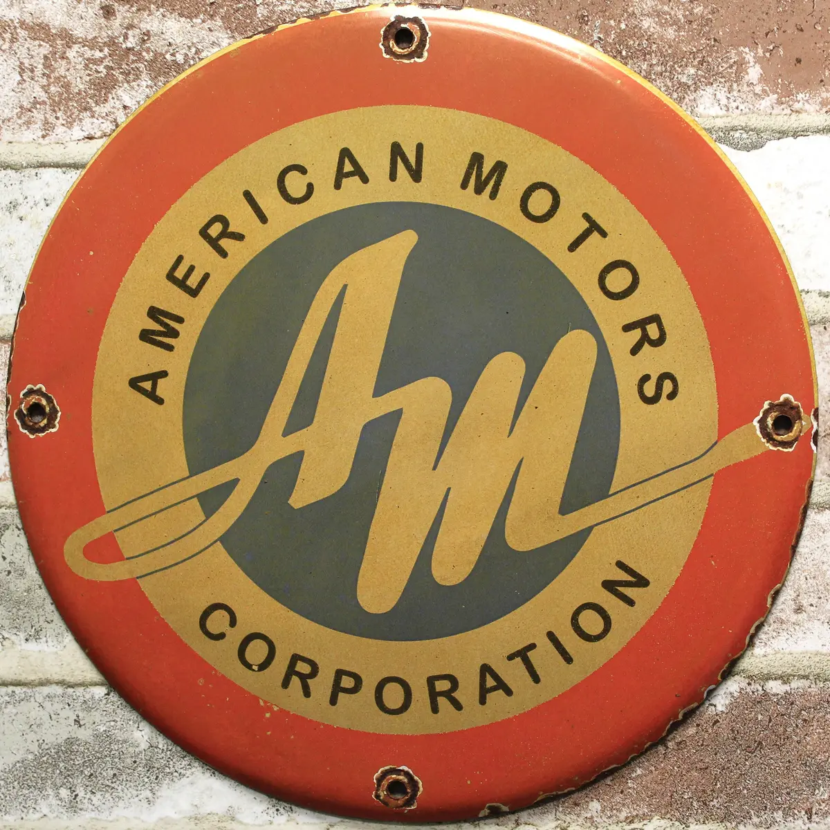 American Motors Company Vintage Porcelain Enamel Sign (12In) 1