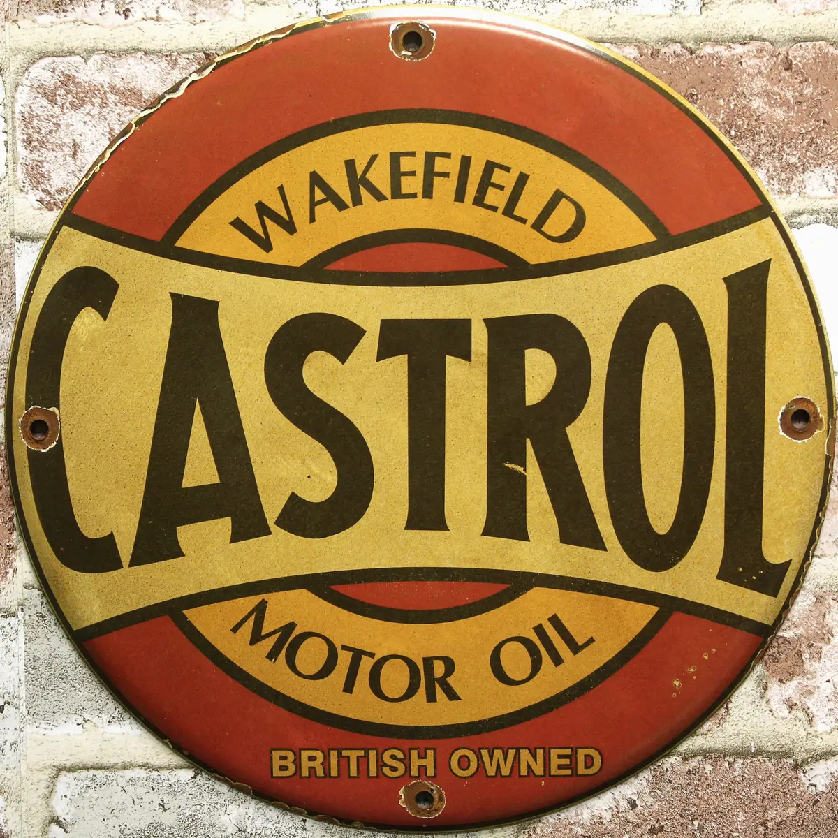 Wakefield Castrol Motor Oil British Owned Porcelain Enamel Sign (12In) 1