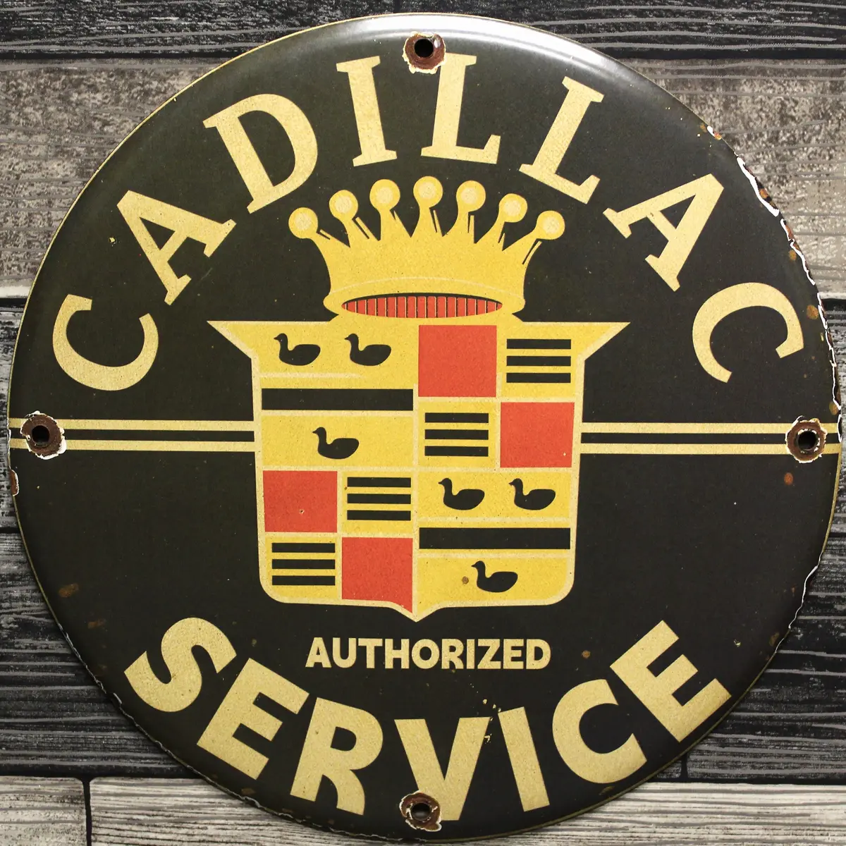 Cadillac Service Porcelain Enamel Sign (12In) 1