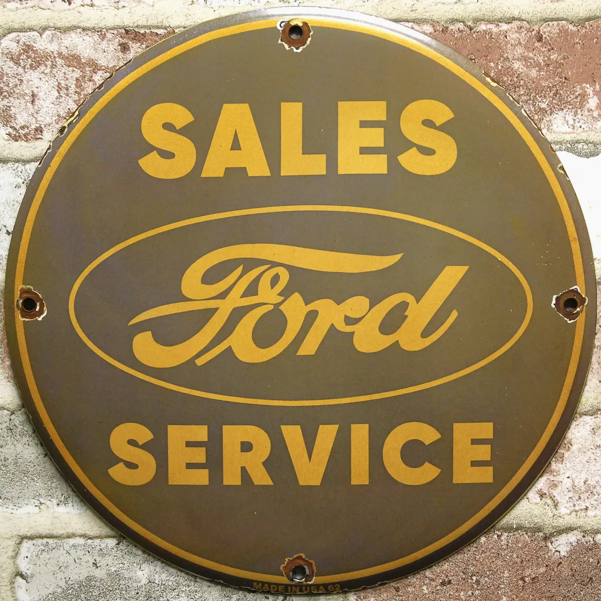 Ford Sales Service Porcelain Enamel Sign (12In) 1