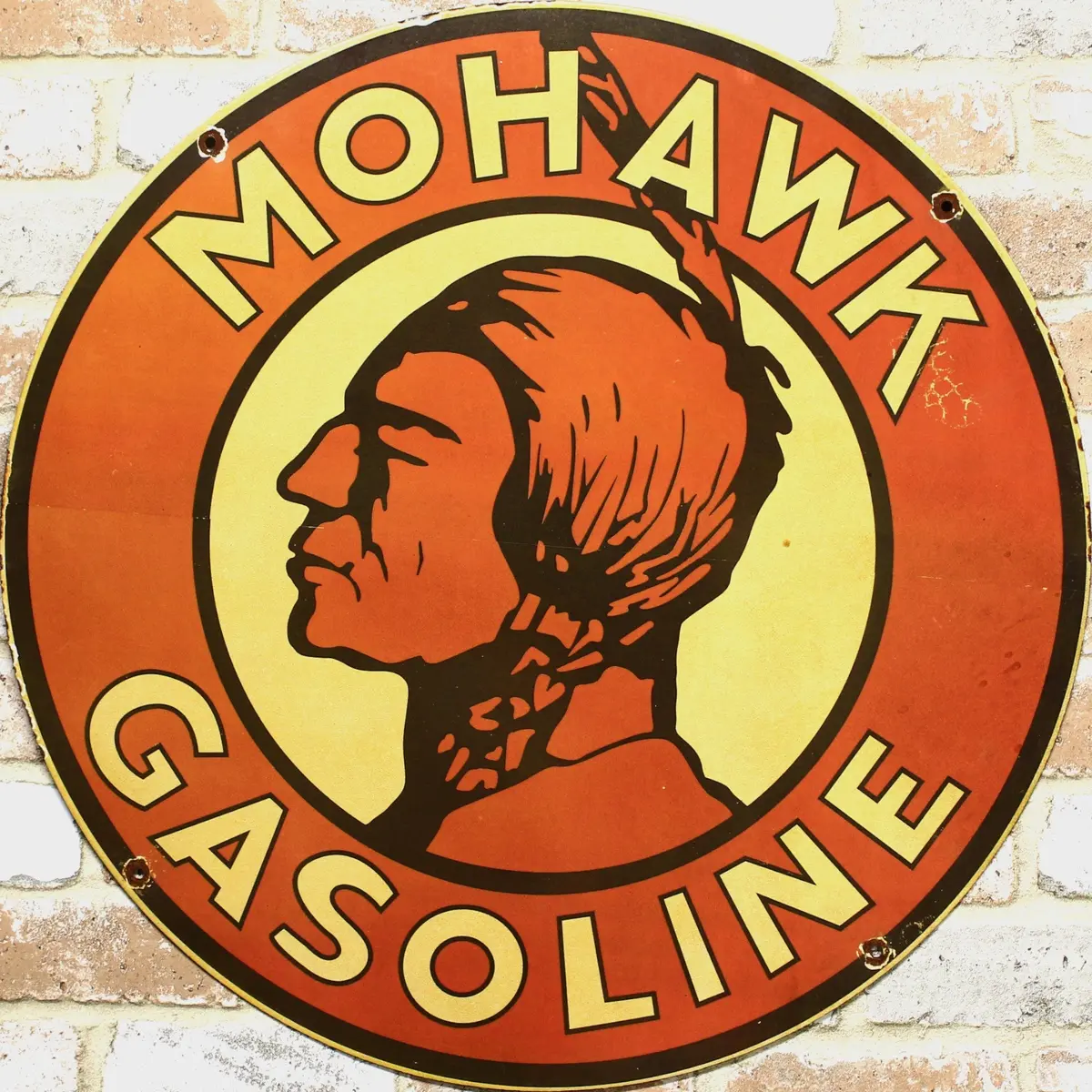2Ft Mohawk Gasoline Porcelain Enamel Sign (24-Inch) 1
