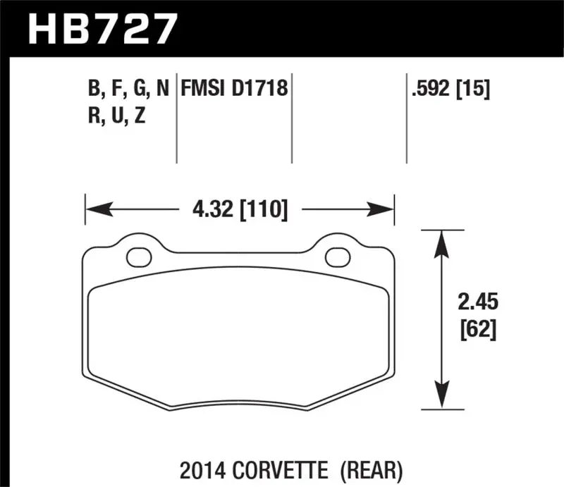 Hawk Performance 2016-2018 Chevrolet Camaro 6Th Gen Hawk Dtc-60 Rear Brake Pads 1
