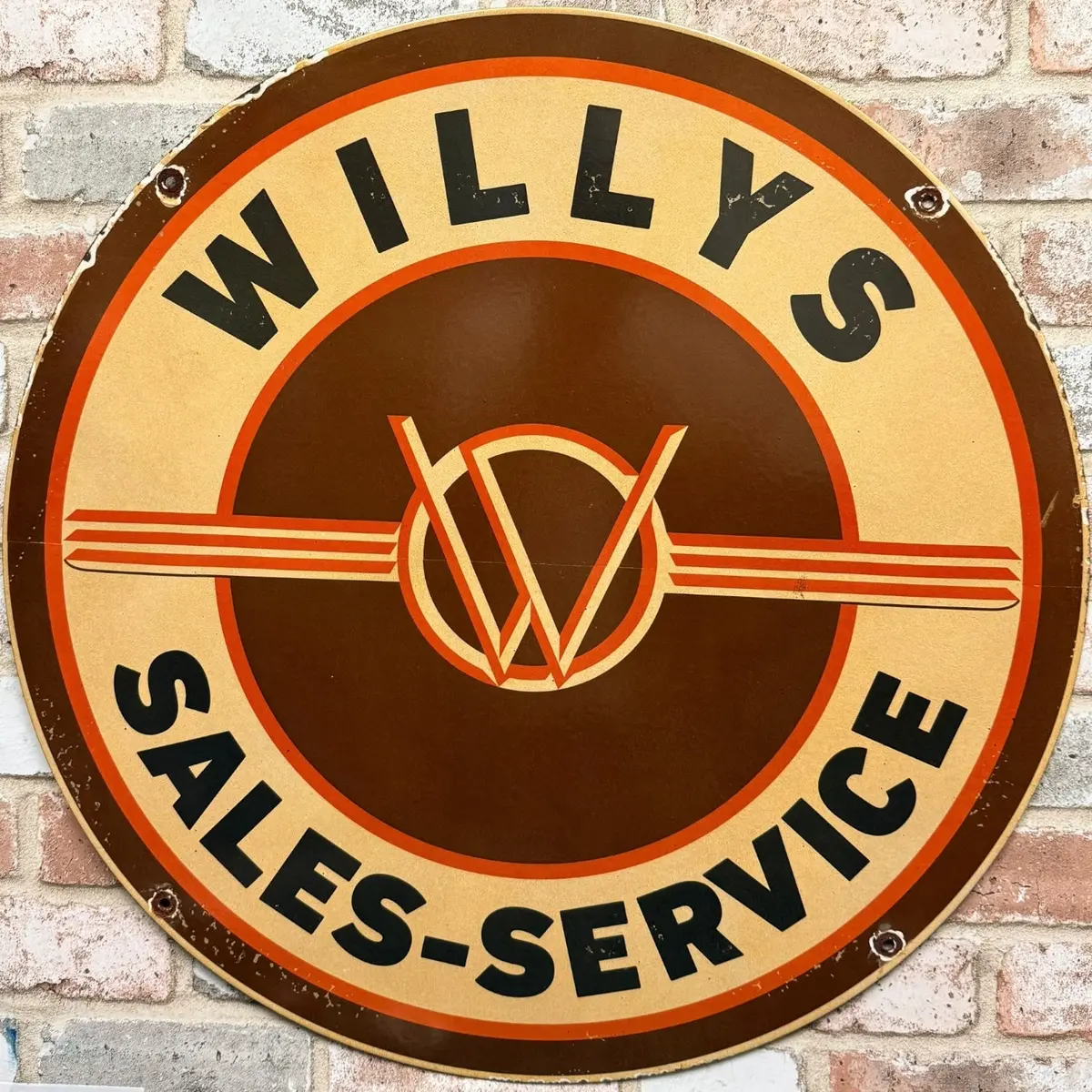 2Ft Willy’S Sales Service Vintage Porcelain Enamel Sign 1