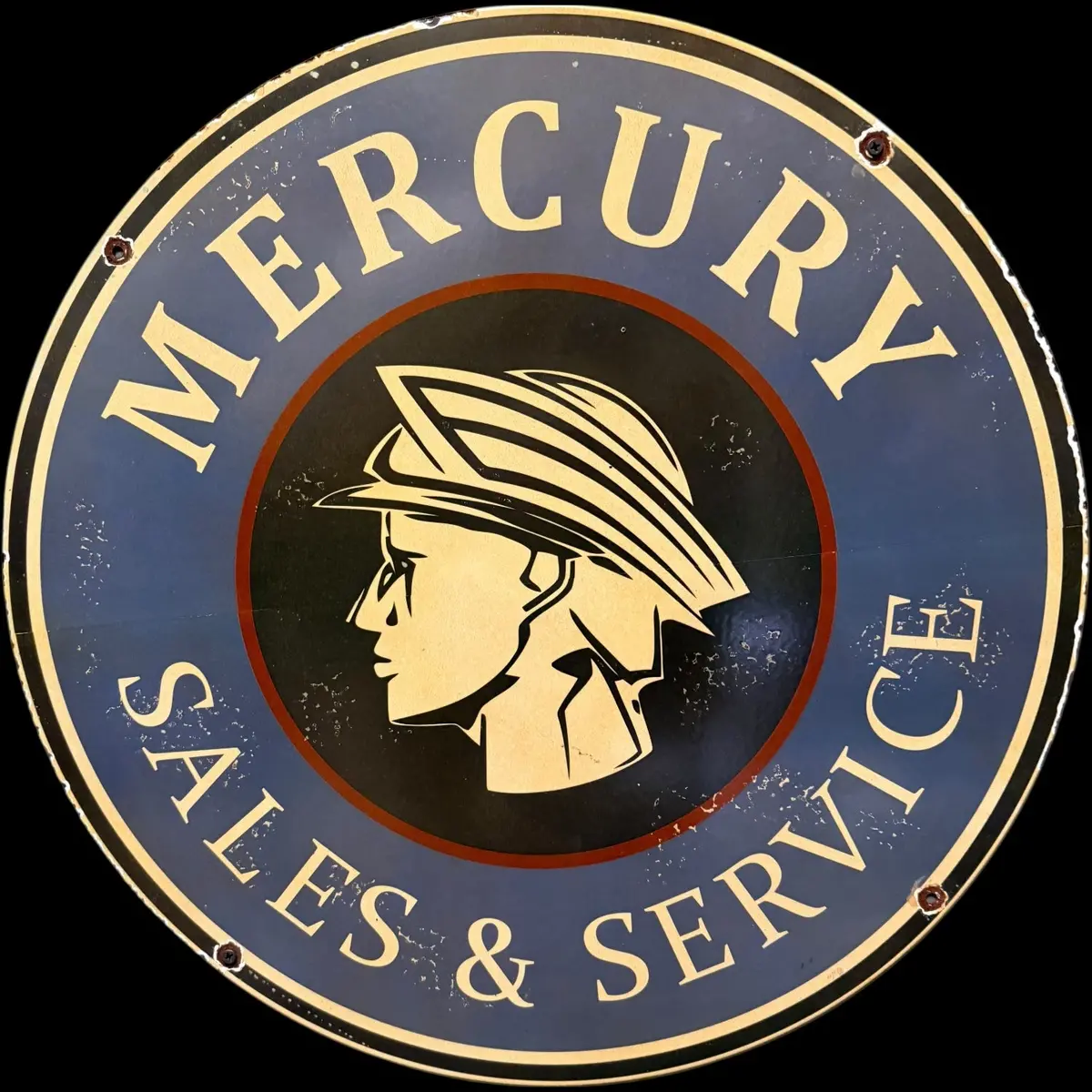 2Ft Mercury Sales Service Vintage Porcelain Enamel Sign (24-Inch) 1