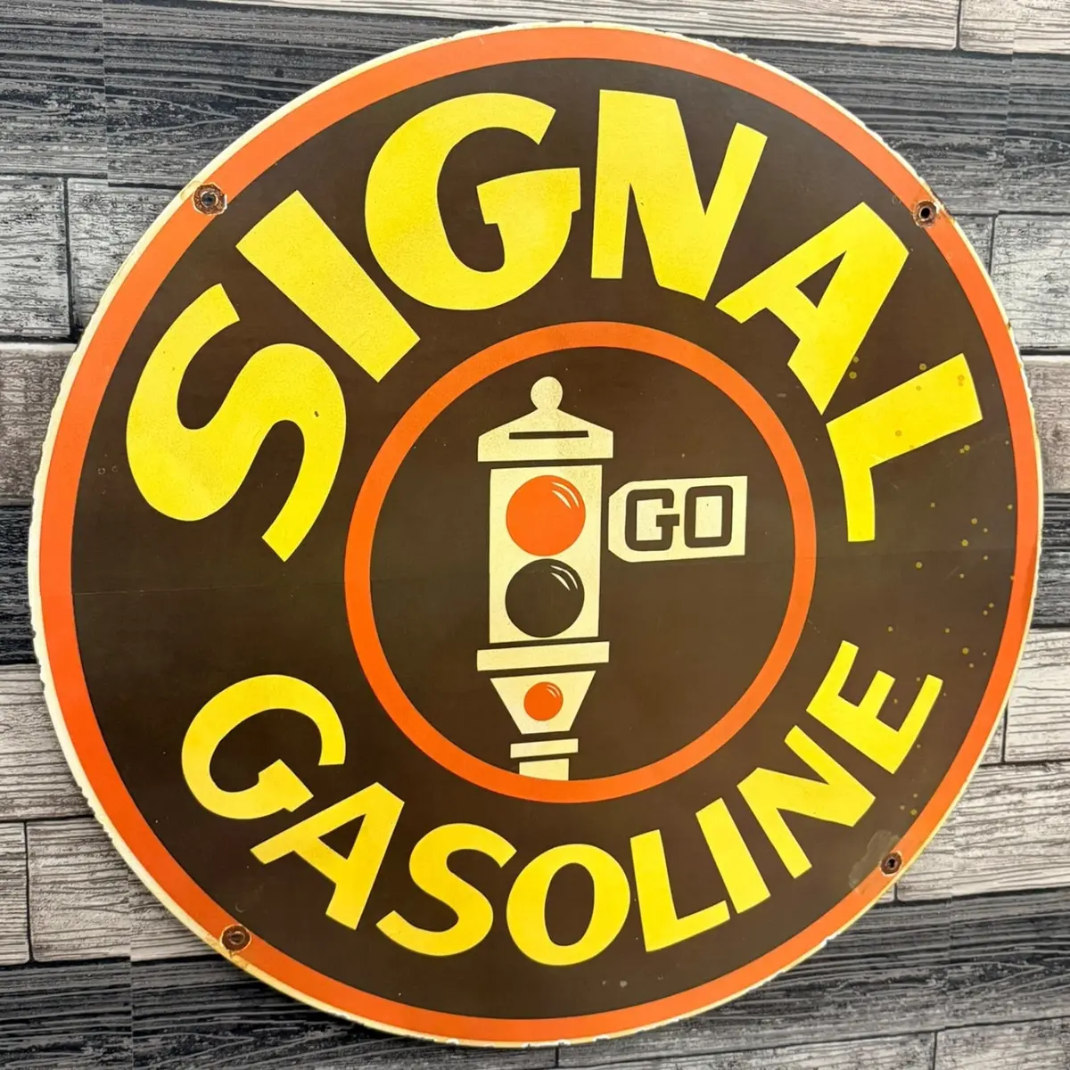 Signal Gasoline Porcelain Enamel Metal Sign 1