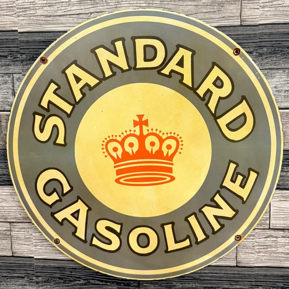 Standard 2Ft Red Crown Gasoline Porcelain Enamel Gas Station Sign 1