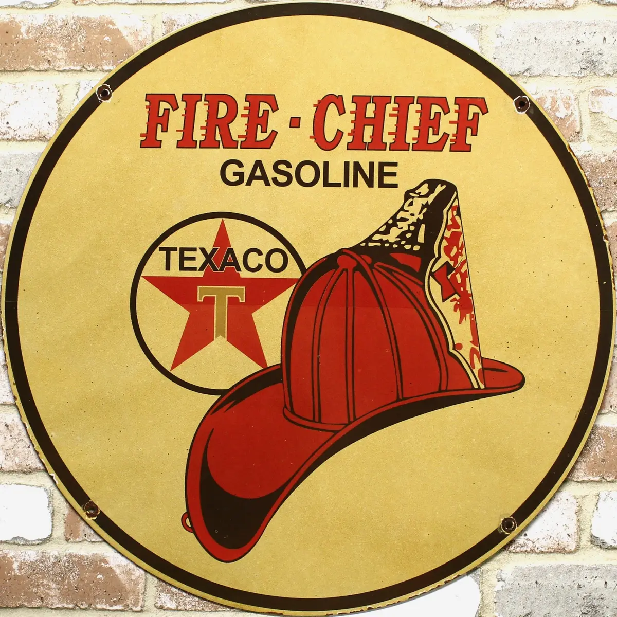 2Ft Texaco Fire Chief Gasoline Porcelain Enamel Sign (24-Inch) 1