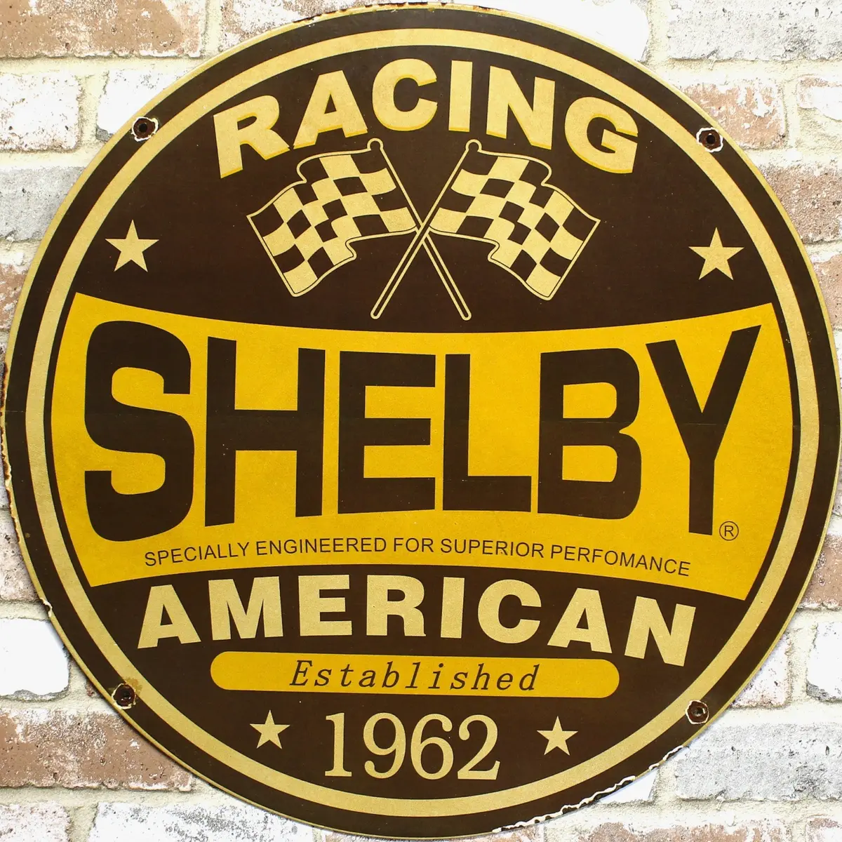 2Ft Shelby American Racing 1962 Porcelain Enamel Sign (24-Inch) 1