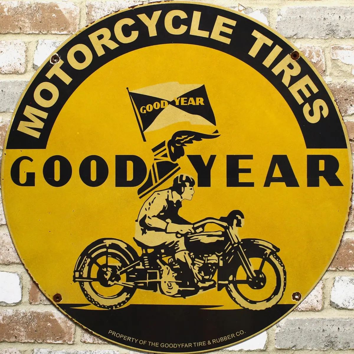 2Ft Goodyear Motorcycle Tires Porcelain Enamel Sign (24-Inch) 1