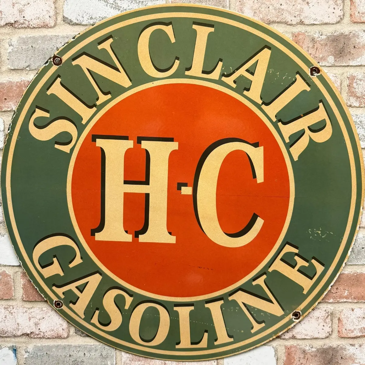 2Ft Sinclair Hc Gasoline Vintage Porcelain Enamel Service Station Sign 1