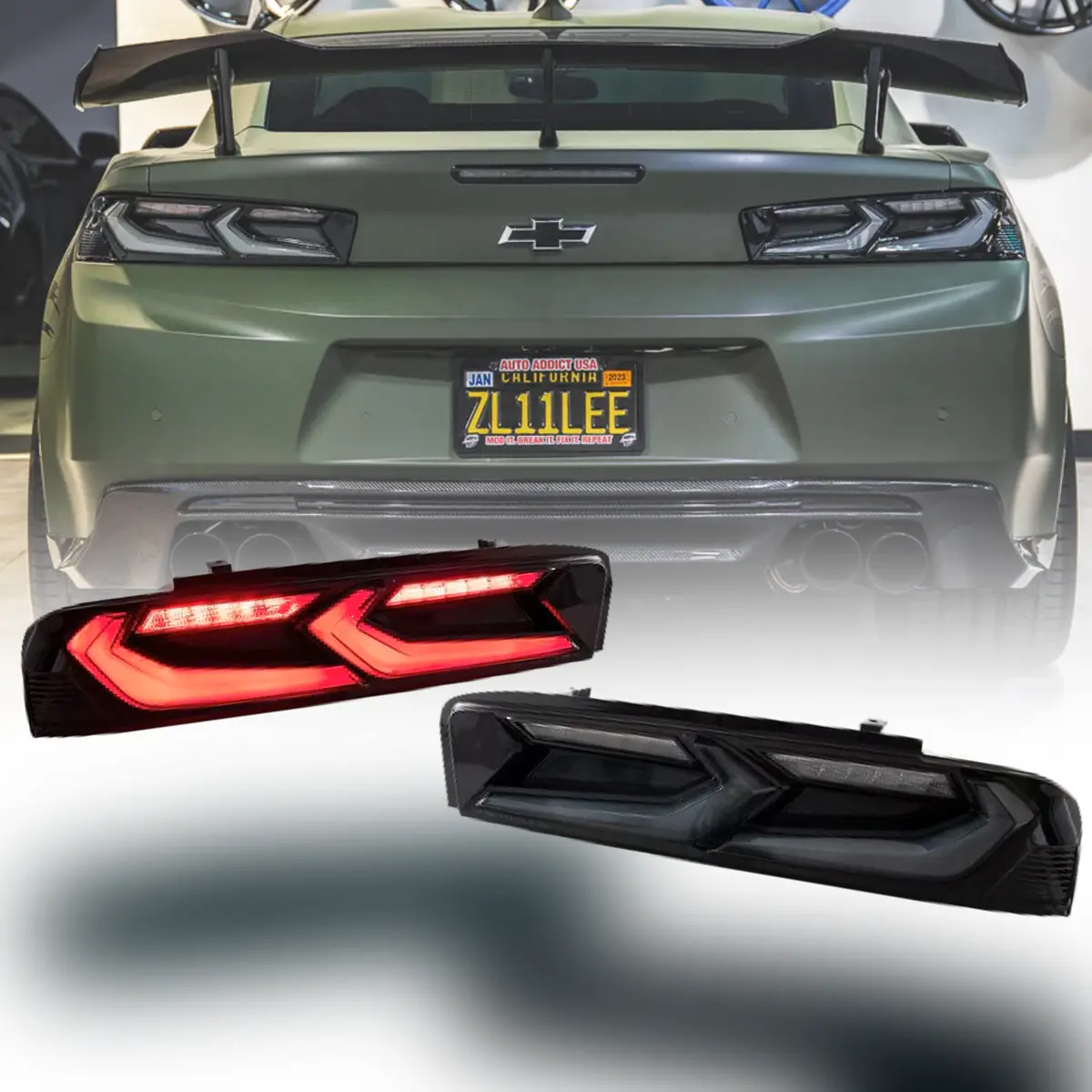 2016-2018 Chevy Camaro Umbra Led Taillights Gloss Black/Smoke Lens 1