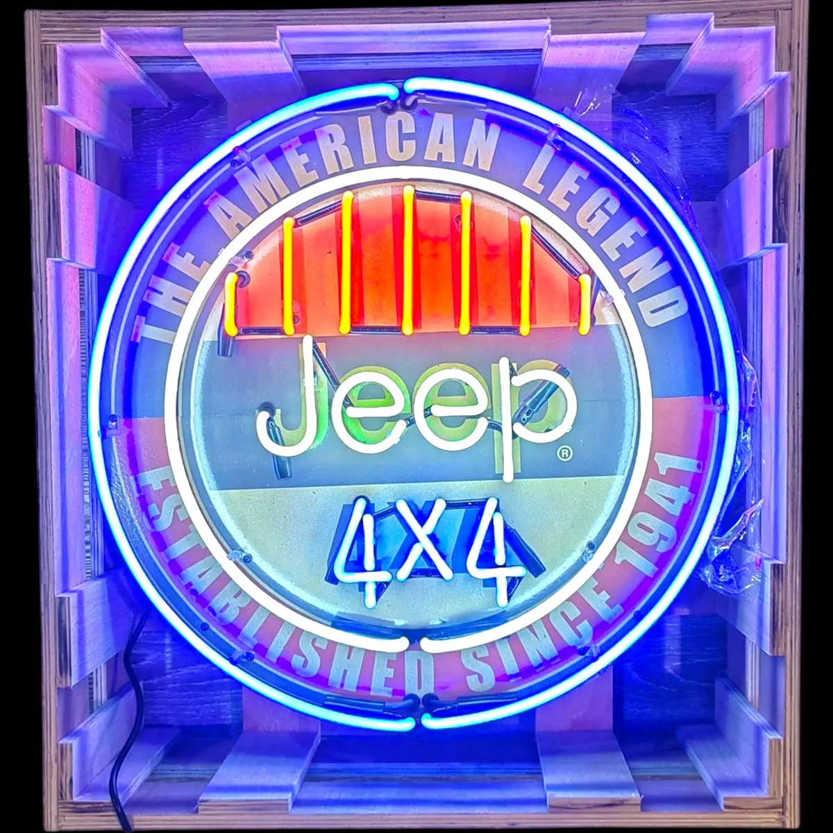 Jeep 4X4 American Legend Since 1941 Single-Sided Neon Porcelain Box Sign 1