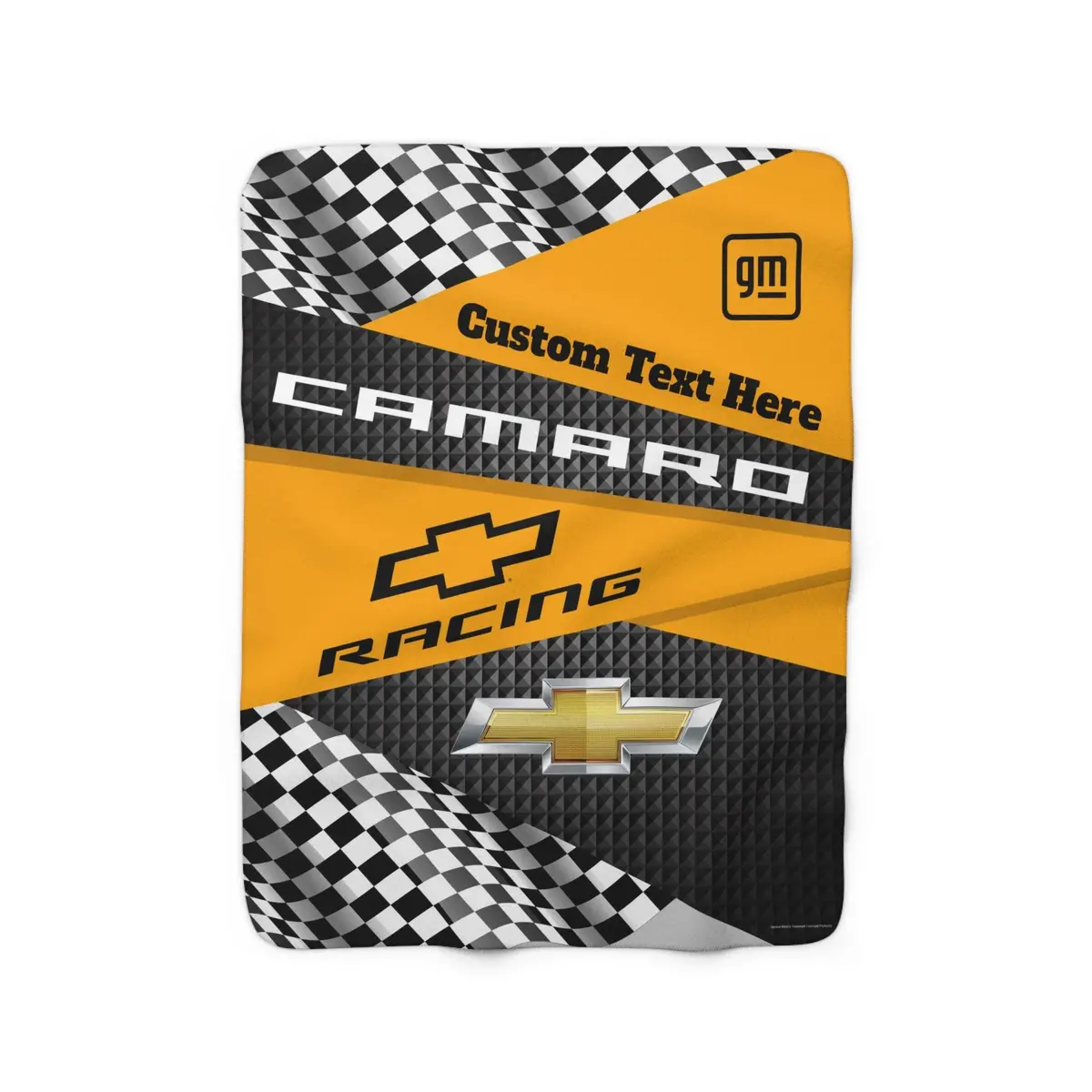 Personalized Camaro Checkered Flag Racing Decorative Sherpa Blanket 1