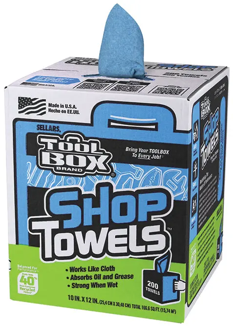 Disposable Shop Towels – 10" × 12", 200 Sheets Per Box – Highly Absorbent, Durable Heavy-Duty Wipers For Automotive Service Centers, Body Shops & Industrial Cleaning – Bulk Packs Available 1