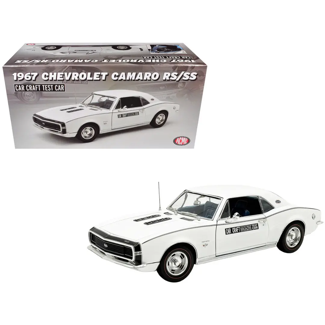 1967 Chevrolet Camaro Rs/Ss "Car Craft Test Car" White Limited Edition To 180 Pieces Worldwide 1/18 Diecast Model Car 1