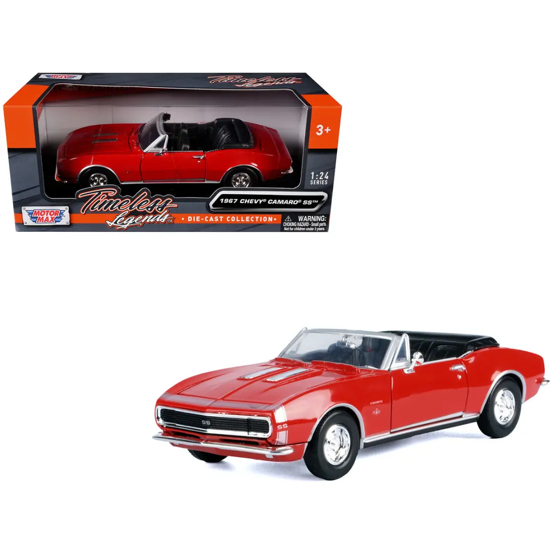 1967 Chevrolet Camaro Ss Convertible Burgundy 1/24 Diecast Model Car 1