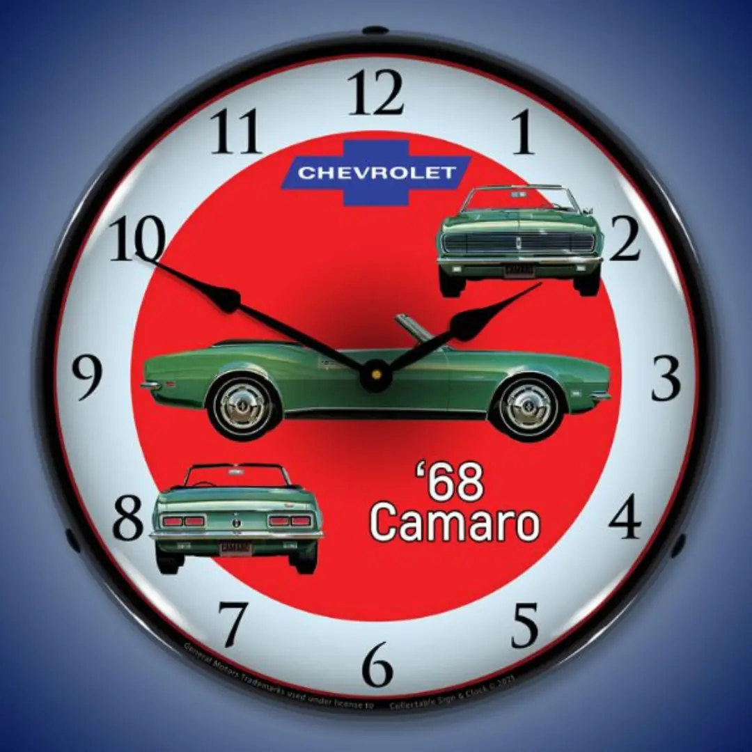 1968 Camaro Rs Convertible Lighted Wall Clock 1