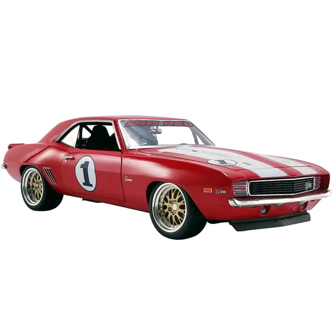 1969 Camaro Big Red Camaro Red/White Stripes Outlaw Racer 1/18 Diecast 1