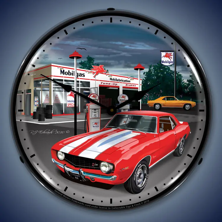 1969 1St Generation Camaro Mobil Gas Lighted Clock 1