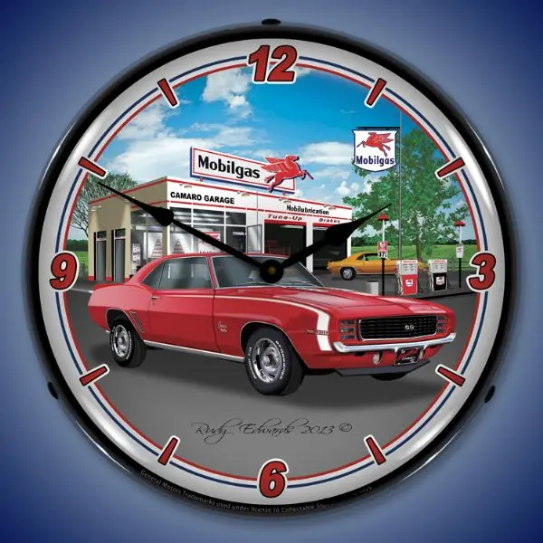 1969 1St Generation Camaro Rs Ss Mobilgas Lighted Clock 1