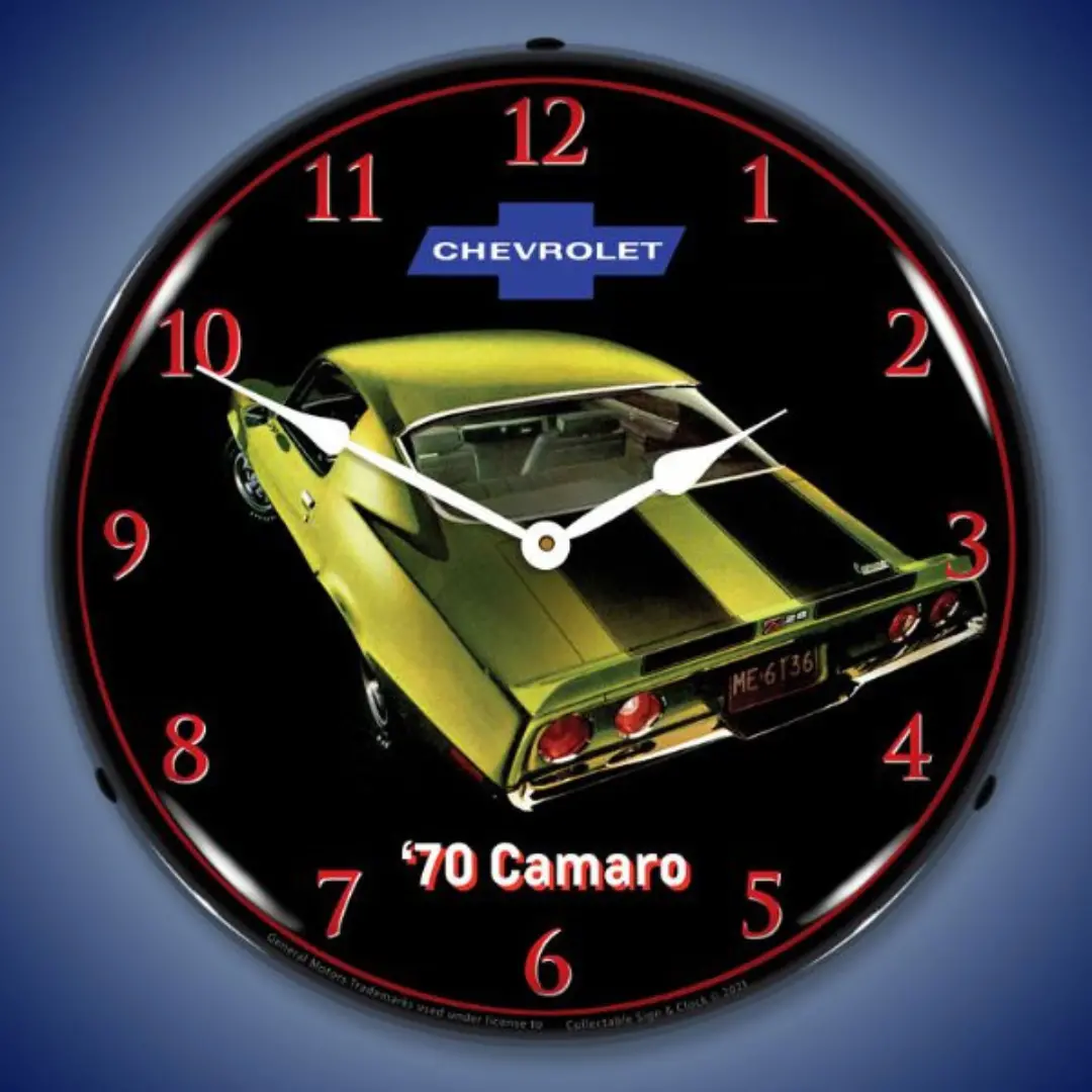 1970 Camaro Z28 Green Lighted Clock 1