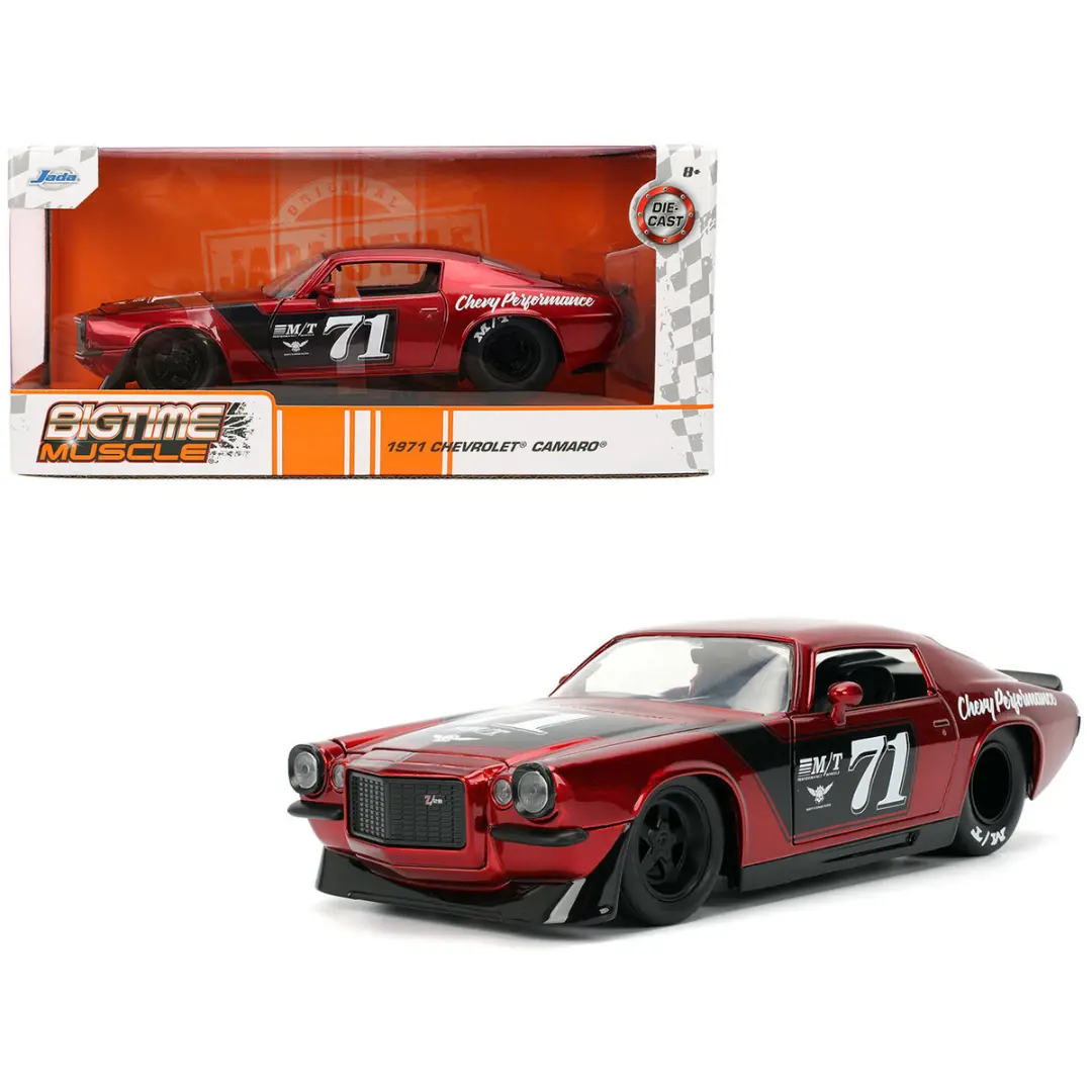 1971 Chevrolet Camaro #71 Red Metallic With Black Stripes "Bigtime Muscle" Series 1/24 Diecast Model Car 1