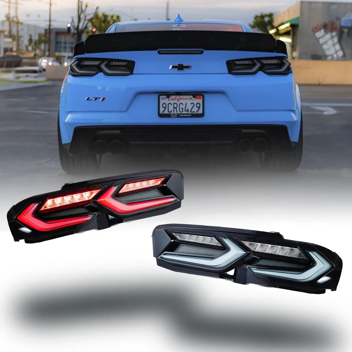 2019-2024 Chevy Camaro Umbra Led Taillights Gloss Black/Smoke Lens 1