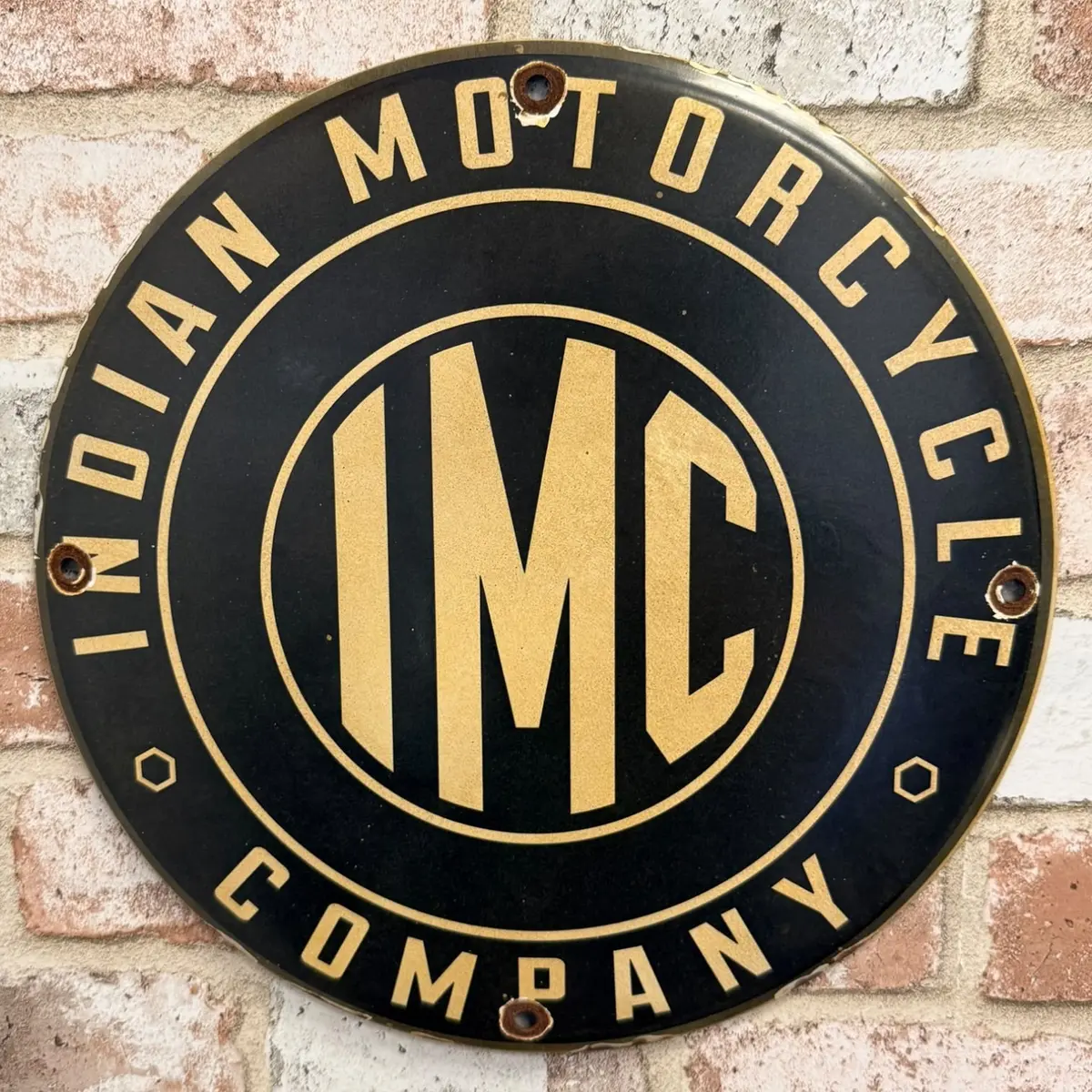 Imc Motorcycles Vintage Porcelain Enamel Sign 12-Inch 1