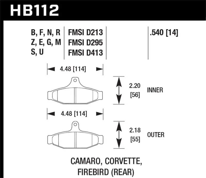 Hawk Performance 1988-1997 Chevrolet Camaro 3Rd-4Th Gen Hawk W Rear Disc Brakes Dtc-60 Race Rear Brake Pads 1