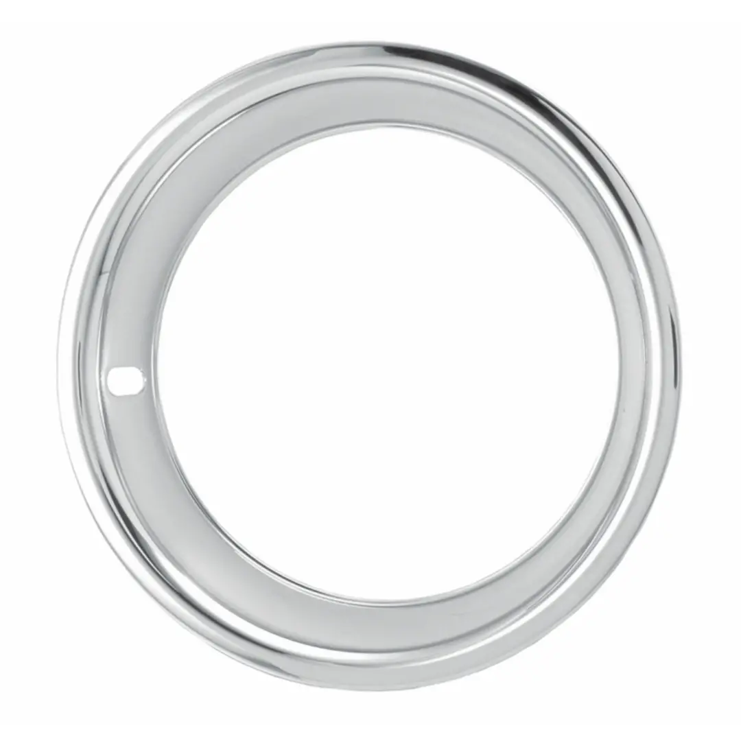 14" Deep Dish Triple Chrome Plated Stainless Trim Ring Set 2.75" Wide - Straight Edge - 4 Piece Set 1