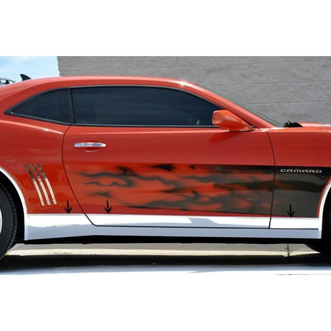 2010-2013 5Th Gen Camaro Rocker Panel Trim Deluxe 6Pc Kit - Polished Stainless Steel 1