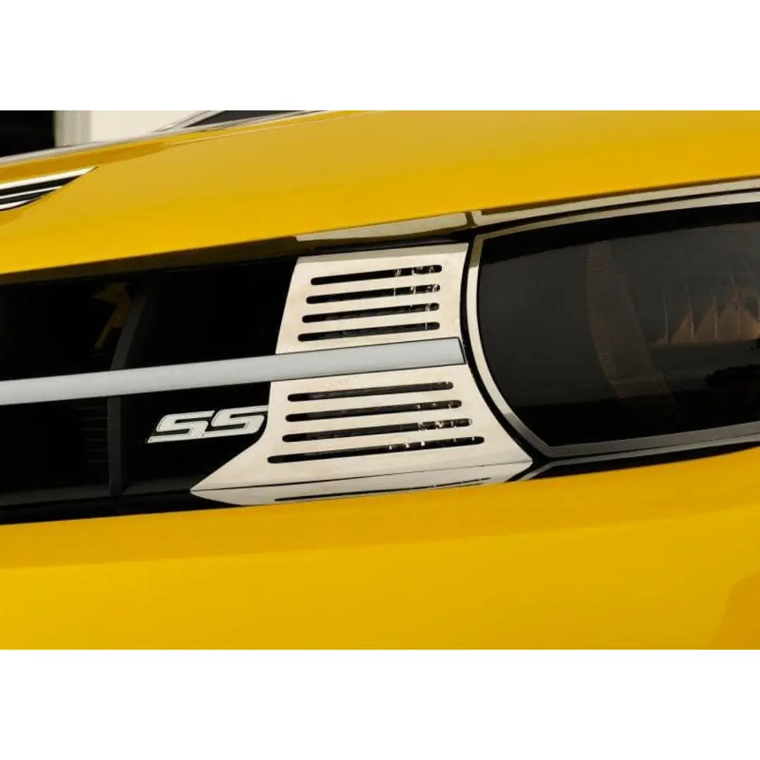 2010-2013 5Th Gen Camaro Front Bumper Turn Signal Cover - Polished Stainless Steel 1