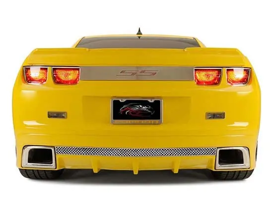 2010-2013 5Th Gen Camaro Rear Valence Trim - Polished Laser Mesh Stainless Steel 2