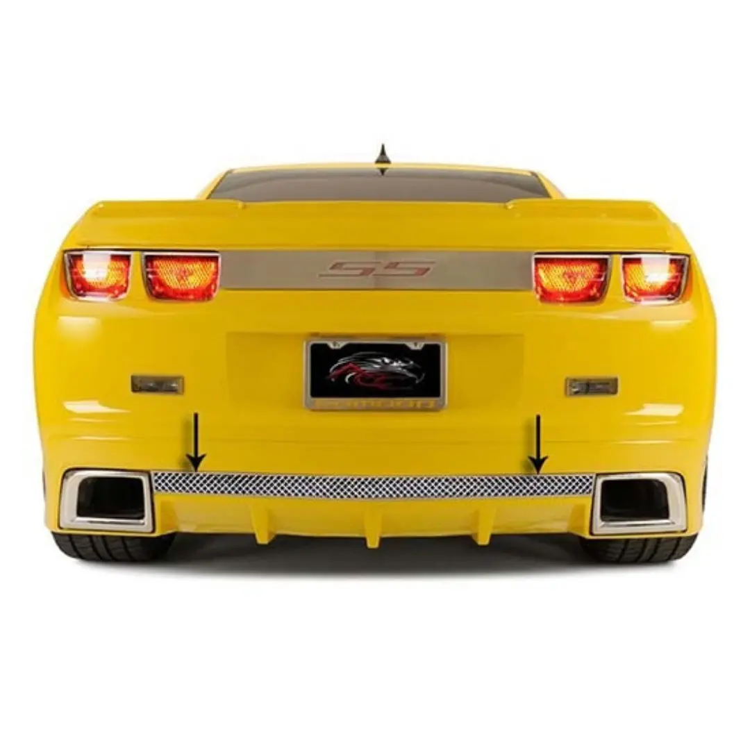 2010-2013 5Th Gen Camaro Rear Valence Trim - Polished Laser Mesh Stainless Steel 1