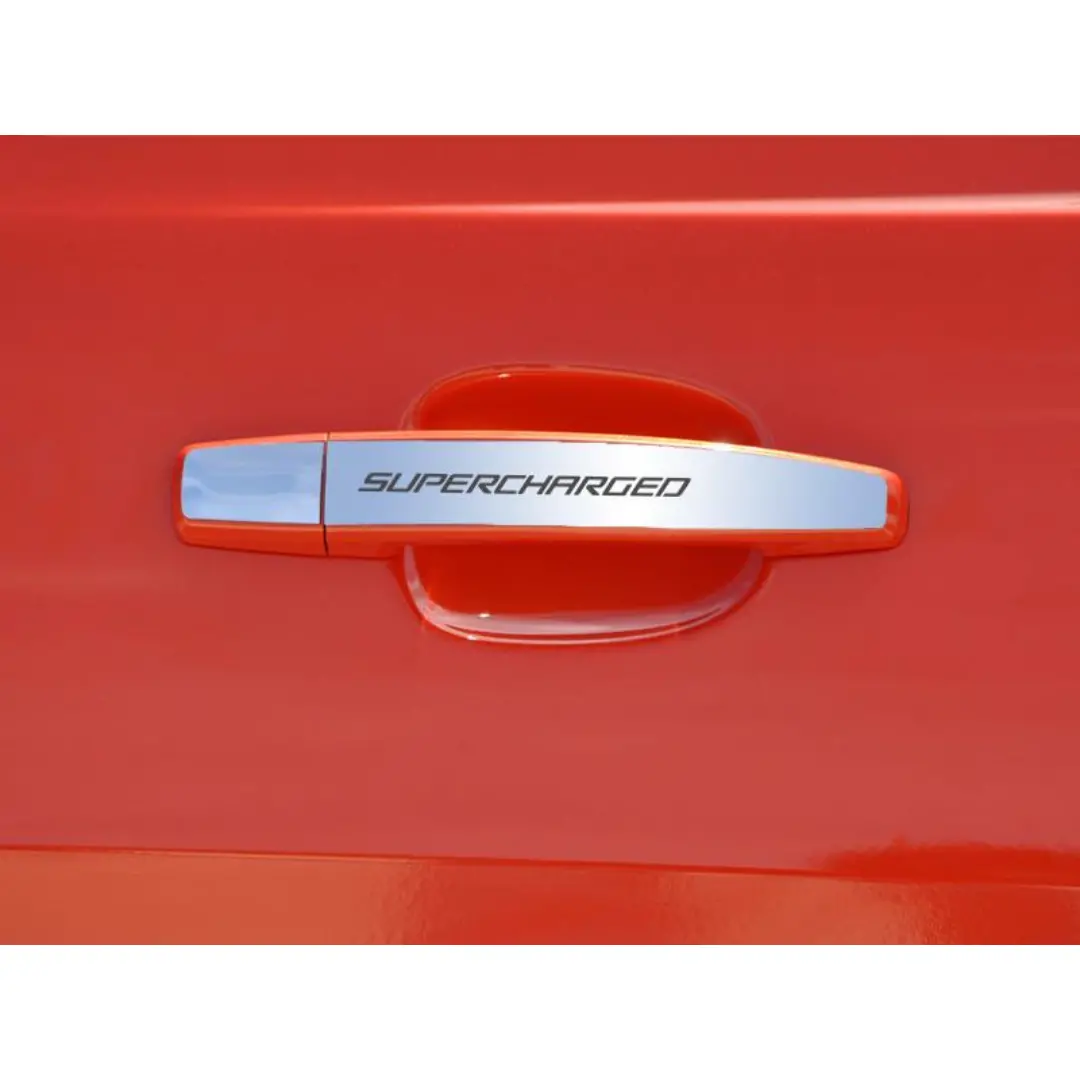 2010-2013 Camaro - Door Handle Plate Polished Exterior "Supercharged" | 2Pc 1