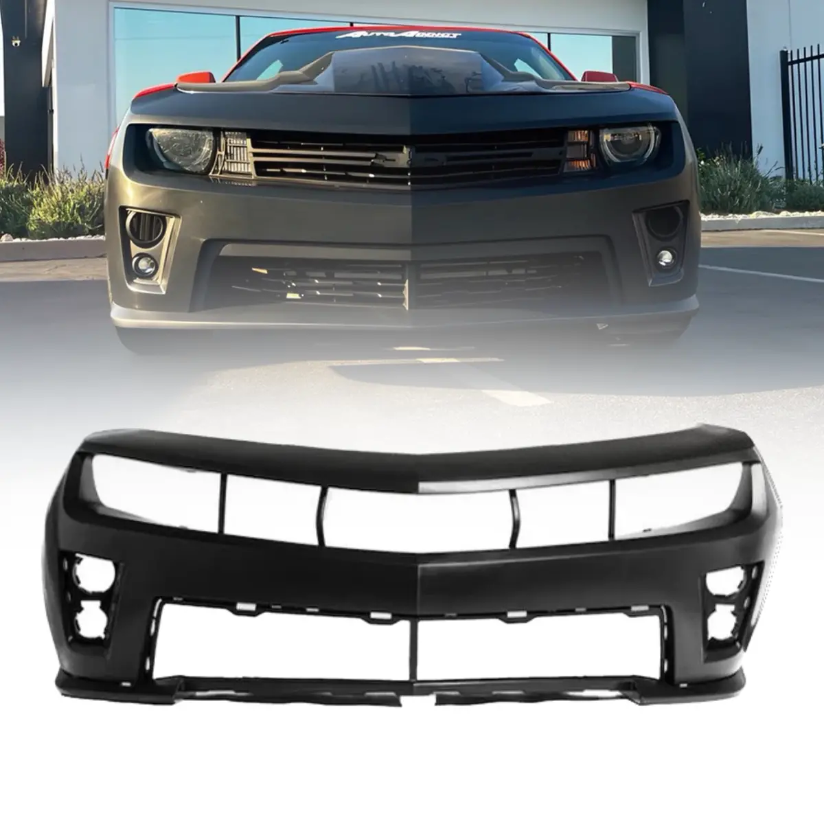2010-2013 Chevy Camaro Zl1 Package Front Bumper Conversion Full Kit Flat Blk 1