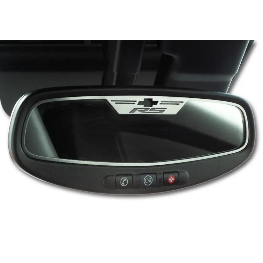 2010-2014 Camaro Rear View Mirror Trim "Rs" | Brushed Oval 1