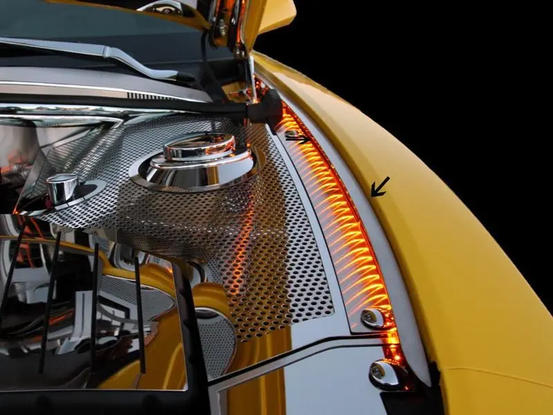 2010-2015 5Th Gen. Camaro Led Illuminated Fender Liners For Aftermarket Hoods 1