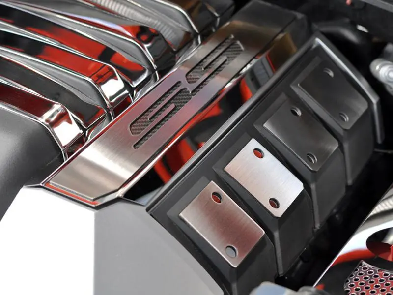 2010-2015 5Th Gen Camaro Ss Fuel Rail Covers "Ss" Script - Stainless Steel W/ Colored Inlay 1