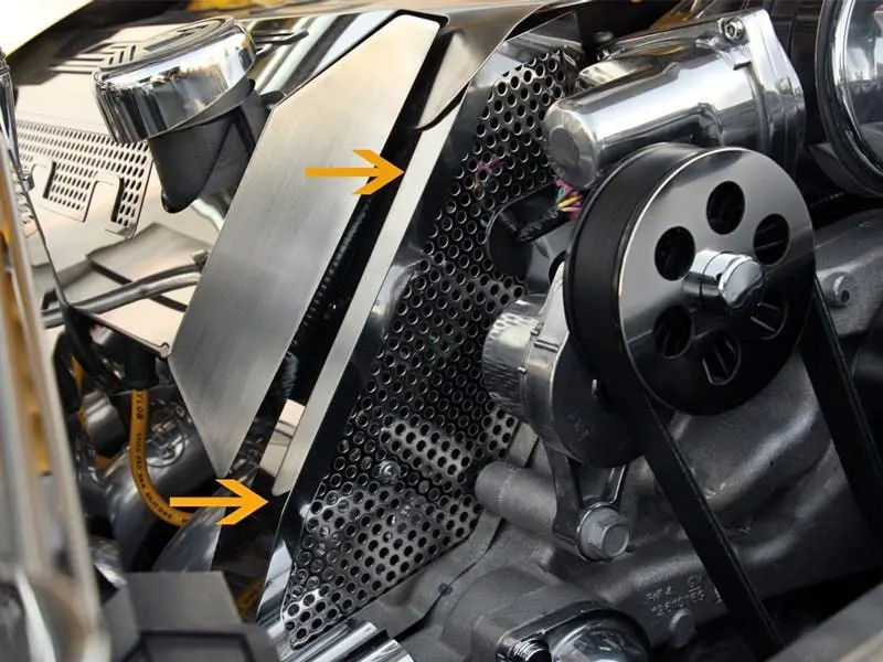 2010-2015 5Th Gen. Camaro Ss Wire Harness Cover - Perforated Polished Stainless Steel 1