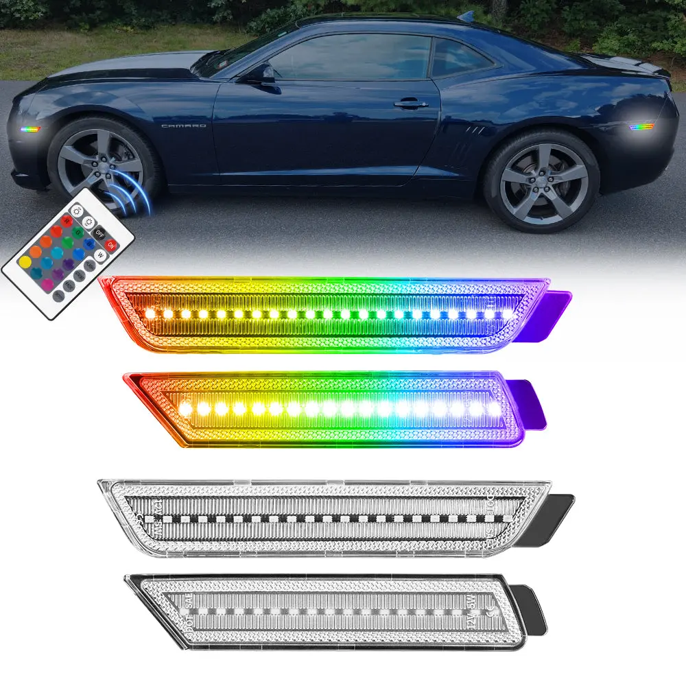 2010-2015 Chevrolet Camaro Rgb Clear Led Side Markers 1