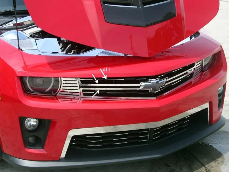 2012-2013 5Th Gen Camaro Zl1 Front Upper Grill Trim Kit - Polished Stainless Steel 2